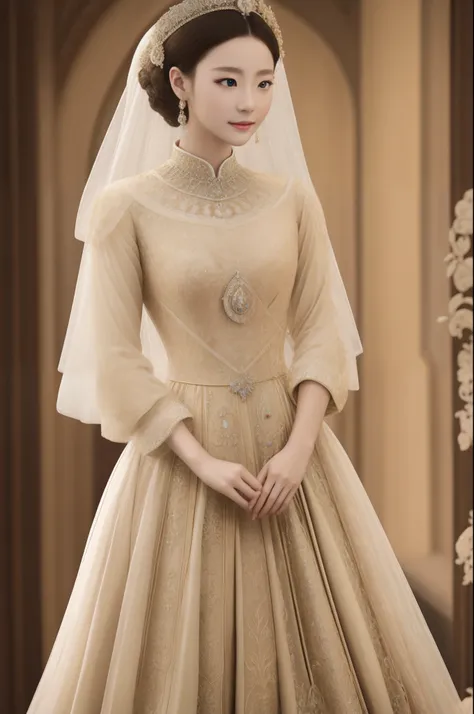 ((top-quality、​masterpiece、8K))、Blonde beauty、delicate and beautiful face、（Luxury dresses in the style of medieval Europe、Princess）、Luxury Accessories、European-style castle、Cinematic lighting、Textured skin、Super Detail、high detailing、High quality、hight res...