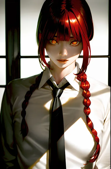 masterpiece, (photorealistic:1.4), best quality, beautiful lighting,
(ulzzang-6500:0.5), makima \(chainsaw man\), (red hair)+(lo...