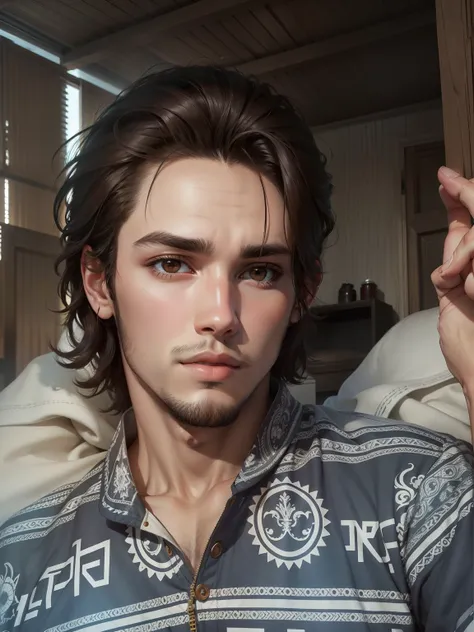 A hot boy beuty and realistic  brown eyes