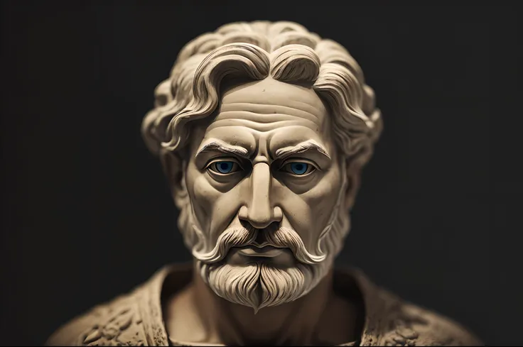 Ancient Greek Philosopher  face, dark background, 8k, --auto --s2