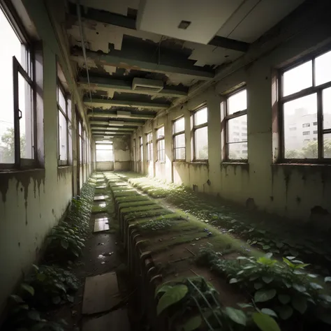 After the end times、an overgrown、without humans、Abandoned schools with only flora and fauna