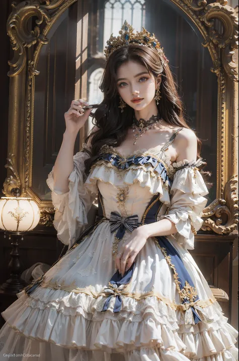 ((top-quality、​masterpiece、photographrealistic:1.4、8k))、beautuful women、delicate and beautiful face、（luxury dresses in the style...