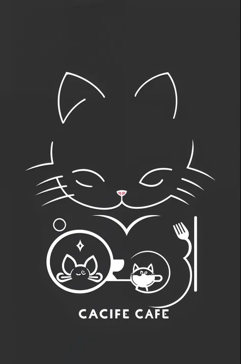 mouse cafe, logo, vector, line art, design, inspiration, straight, symmetry,cat