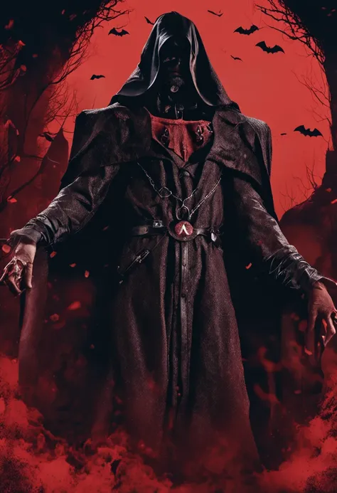 Dark fantasy vibes, corpo inteiro de um vampiro conde dracula com olhos vermelhos, intrincado (preto) e roupas vermelhas, saindo de uma intrincada e antiga cripta de pedra suntuosa durante uma noite escura,(master part, best quality, absurdos, fotorrealist...