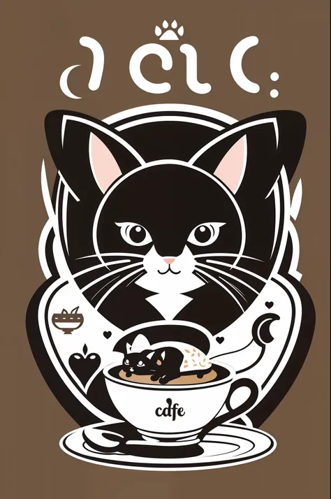 mouse cafe, logo, vector, line art, design, inspiration, straight, symmetry,cat