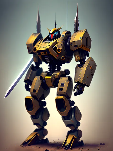 Humanoid mech，Sword shaped，fluency，