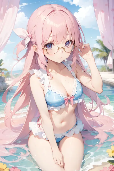 ​masterpiece、kawaii、Larger glasses、Cute swimsuit