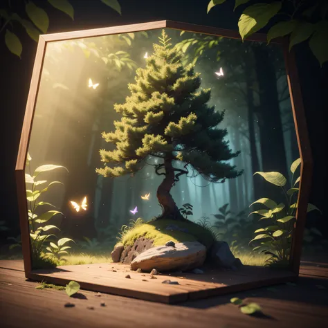 A masterpiece, Best quality, (Blank background), (Blank in the middle), (Extremely detailed Cg Unity 8K wallpaper), (Best quality), (Best Illustration), (Best shadow), UI interface The border design features natural elements of the forest theme. The avatar...