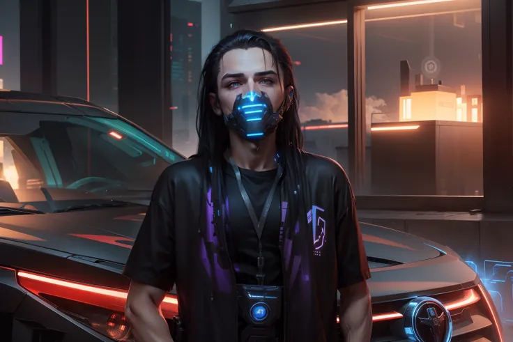 Change background cyberpunk handsome boy, realistic face 4k, ultra realistic