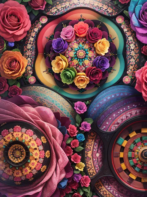 "vibrant multicolored roses observed through a kaleidoscope vision, with ever-changing patterns and colors – masterpiece in ultra-definition, of high resolution and unparalleled quality." --auto --s2