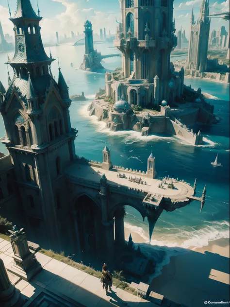 Atlantis hyper realistic super detailed city architecture great Legendary environnement hyper realistic super detailed Dynamic shot master piece