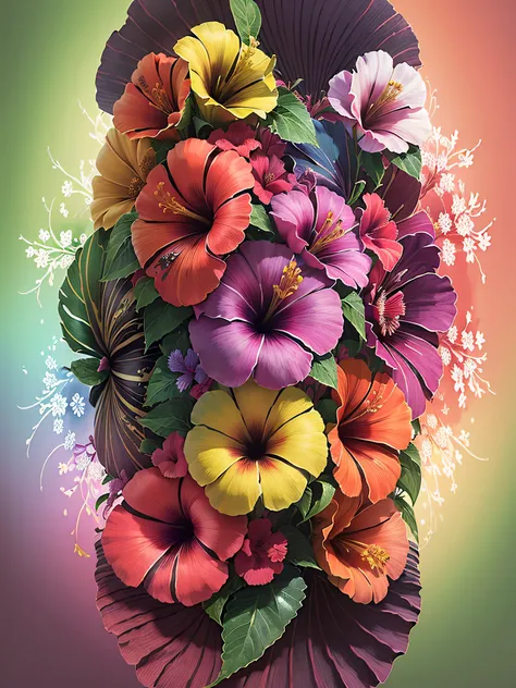 "(((Multicolored + vibrant) * 1.3) kaleidoscope view * 1.1, (hibiscus + flowers) * 1.2), realistic ultra-definition masterpiece, unmatched high-resolution, perfection in quality. --pt"