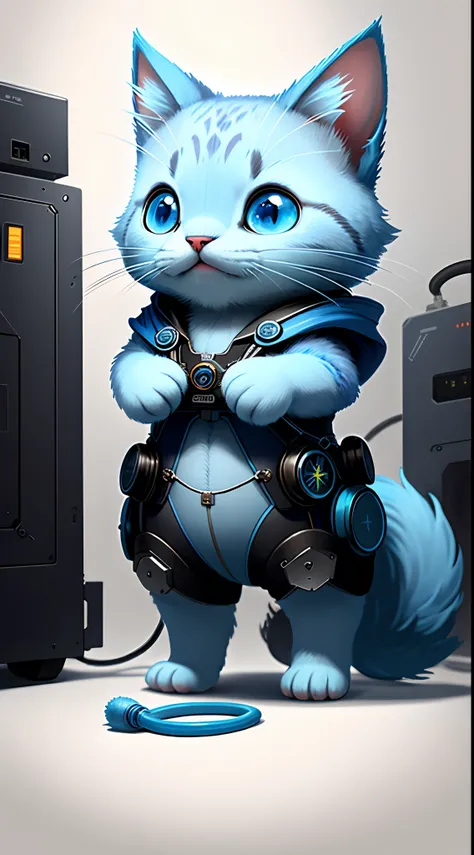 "Create masterpieces of cute little blue cat creatures with ultra-detailed concept art inspired by it。Unleash your inner Cu73Cre4ture programmer with the power of steady diffusion，Bring your imagination to life！”，Little blue cat，high detal，8K