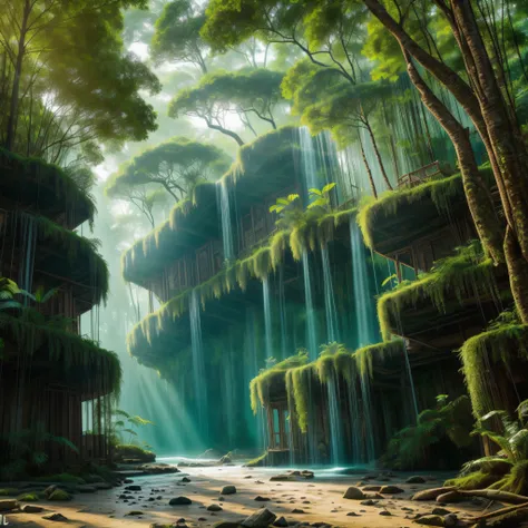 Enter the lush and mysterious Amazon Rainforest and unravel the secrets of a Lost City that emerges from the depths of the jungle, retratada em uma imagem gerada pela pintura IA do Sea Art. In this unique work of art, somos transportados para um mundo de m...