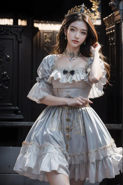 ((top-quality、​masterpiece、photographrealistic:1.4、8K))、Beautiful detailed girls and knights、extremely detailed eye and face、beatiful detailed eyes、（Dresses in the style of medieval Germany、Princess）、Luxury accessories、Elegant smile、natta、（Princess strolli...