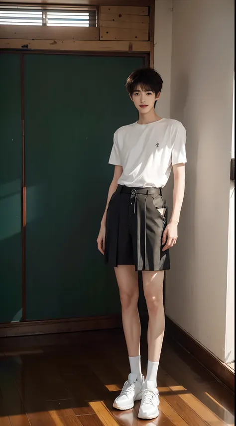 （a 15-year-old junior high school boy stands in a classroom：2），（malefocus），height 200 cm，slender legs，der riese，tall guy，tall，br...