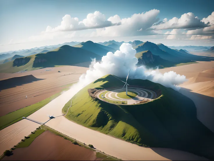 Spinning Landscape, The power of the wind, Use of clean energy, possibility, expresive