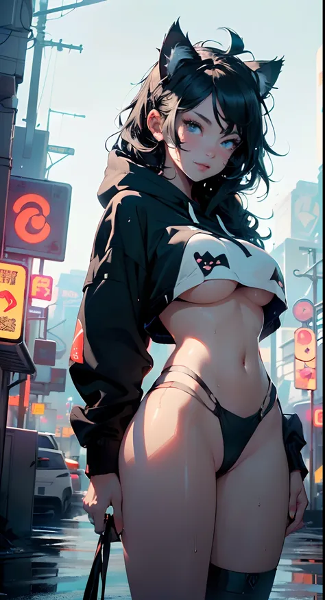 girl spacepunk,(((1girl))),((girl with extremely cute and beautiful black hair cat ears)),

(large breasts:1.4),saggy breasts,((((black hair,black messy hair,colored inner hair,large hair,absurdly long unkempt hair:1.35,long black hair,ear breathing)))),((...