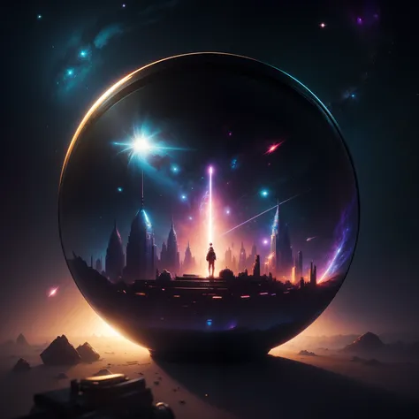 mdjrny-v4 style a universe stars, space inside of a mason jar, an intricate and hyperdetailed digital artwork by Ismail Inceoglu, Huang Guangjian, and Dan Witz Cyril Rolando Jim Burns Kelly Freas