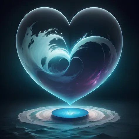 A heart that is an ocean, heart with an ocean inside, Surrealist heart, arte de fantasia, Cinema 4D, pintura fosca, polido, Beautiful, colorido, intrincado, Eldritch, Ethereal, vibrante, Surrealismo, Surrealismo, vray, Nvdia Ray Tracing, Cryengine, magica,...