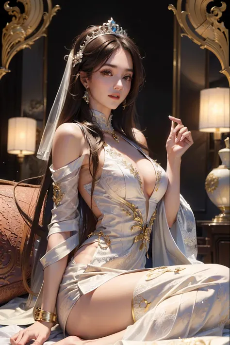 ((top-quality、​masterpiece、photographrealistic:1.4、8K))、1 beautiful detailed girl、extremely detailed eye and face、beatiful detailed eyes、（Princess of the Makai in fantasy style armor-style dress）、Luxury accessories、Elegant smile、（Princess on a white horse）...