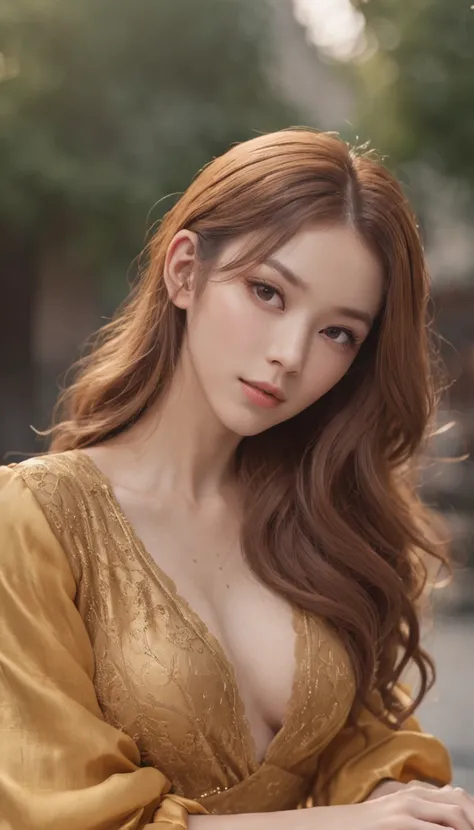 Beautiful sexy girl naked ,Full body,Good anatomy,Good(Red ),good (ハイマン),More on gold-brown hair,Realistic style、(dreds_Hairstyles:1.3),woman posing for a photo, Wear elegant clothes, Yellow dress, nice hand,4K, hight resolution, masutepiece, Best Quality,...