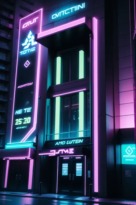 neon façade of a futuristic gym