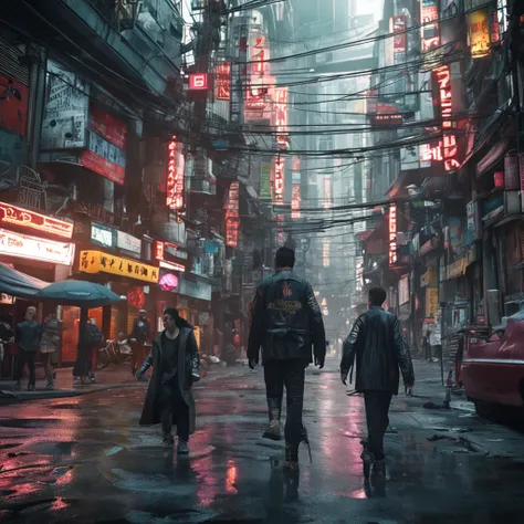 Wanderers walking futuristic streets, cyber punk style, best qualityer, Master parts, 超高分辨率, (Realistic photography:1.4), ultra-realistic realism, Similar to a dream,fusionart, Shadow Dancer, shadow magic, darkness control, stealth, Shadow steps, umbral sp...