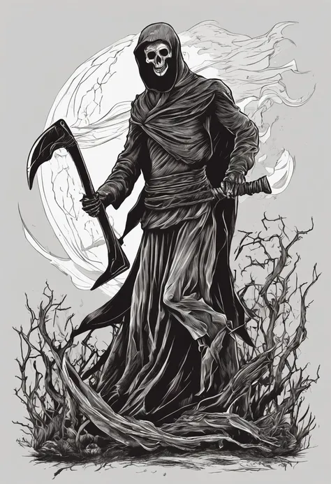 Depiction of a Death Reaper Wielding a Scythe in Hell