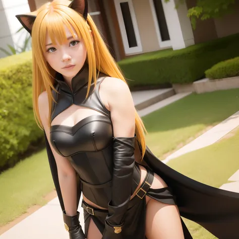 Best Quality,One girl, Solo, Golden hair,Cat gestures,Golden Darkness