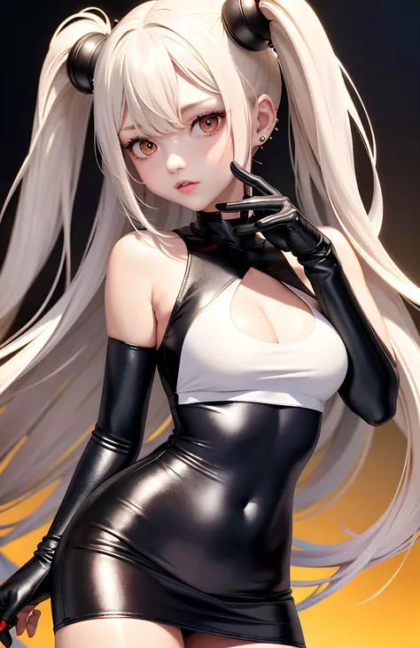 optimum，tmasterpiece，A high resolution，best qualtiy，hyper HD，super detailing，Award-Awarded，16k，独奏，（（The upper part of the body）），（（Bust）），anatomy correct，Beautiful cyberpunk girl，cute  face，，Gradient Beige Hair，Hairline，（（Scarlet eyes）），long eyelasher，Hang...