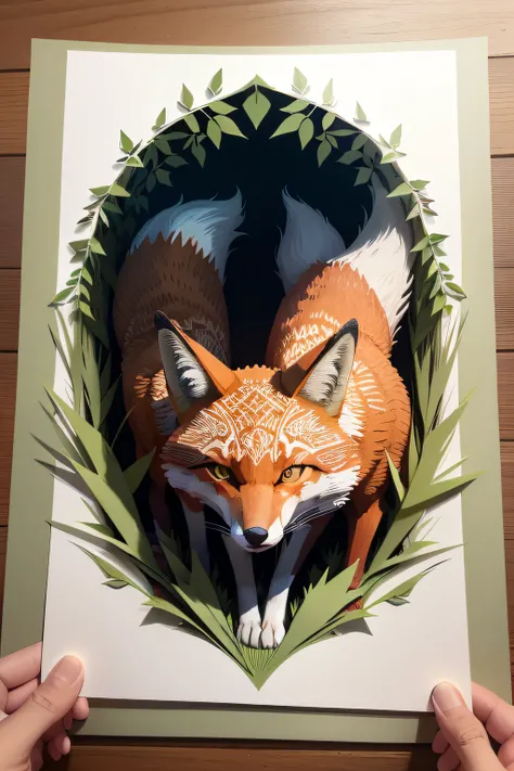 Fox in the forest，Multi-layered，Multi-layer paper cutting demonstration