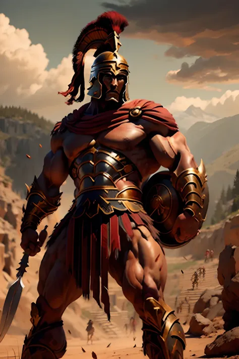 Muscular handsome warrior greek dans le style de SP4RT4