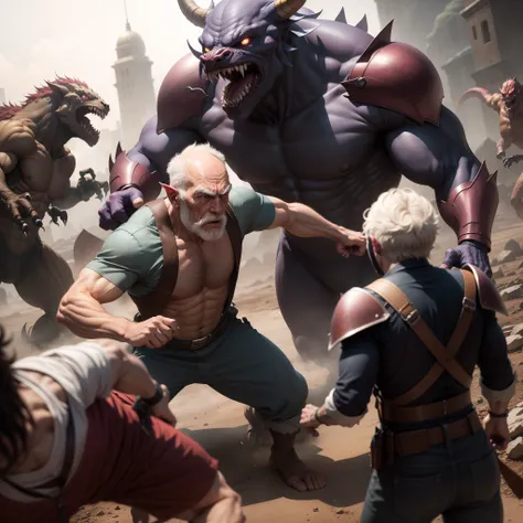 old man, fighting monsters to defend his family.