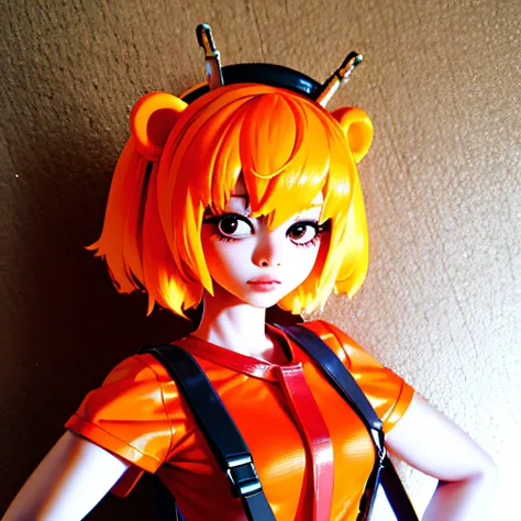 orange jellyfish head，tigre，female，kig system，suspenders，vivaciousness，