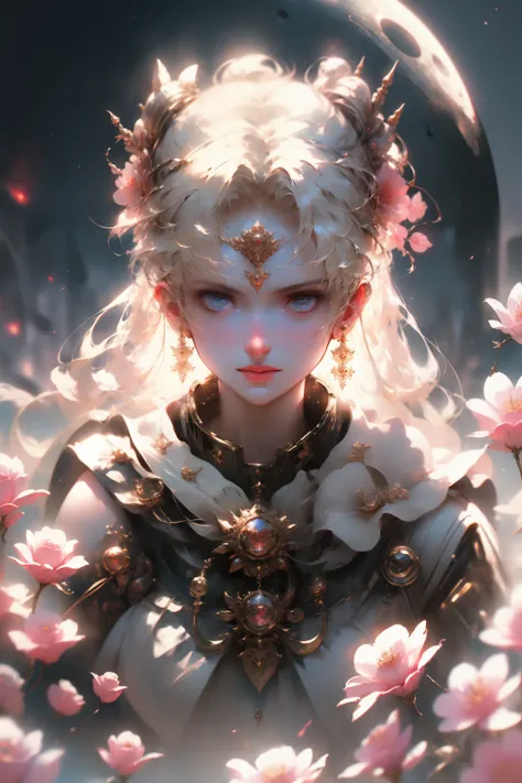 goddes. scientific fiction，planet earth，suns，themoon，Divine light，The characters exude an air of holiness，offcial art，Extremely detailed，（The upper part of the body、Front lens）， transparent glass texture, Glows in high detail, white backgrounid, industrial...