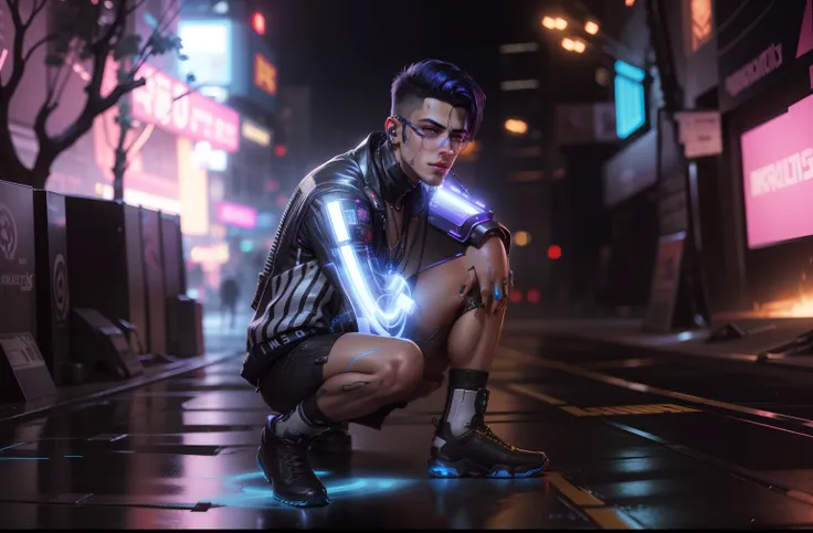 Change background cyberpunk handsome boy, realistic, 8k, ultra realistic,