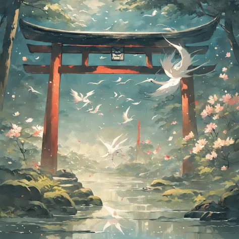 "Envision an enchanting wallpaper pattern composed of a rhythmic arrangement of iconic Japanese symbols, each adding a layer of cultural depth and significance.

The delicate sakura blossom, symbolizing renewal and fleeting beauty, is interspersed among in...