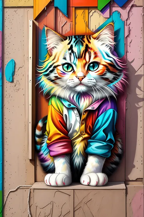 (Cat ragamuffin ), Eduardo Kobra padding ,wall PORTRAIT multidimensional geometric, art, chibi,
yang016k, beautiful, colorful,
masterpieces, top quality, best quality, official art, beautiful and aesthetic,