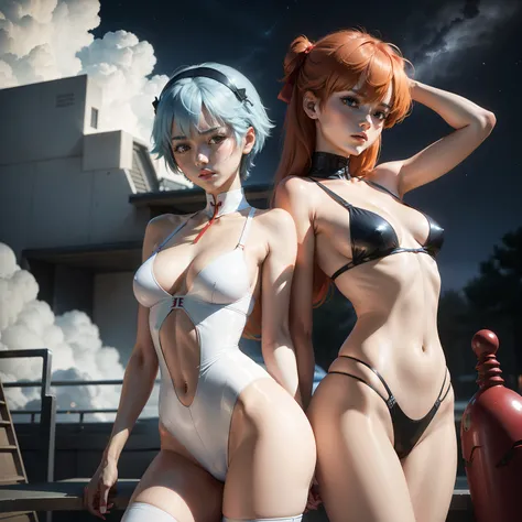 Soryu Asuka Langley and Shinji Ikari cosplaying as Rei Ayanami