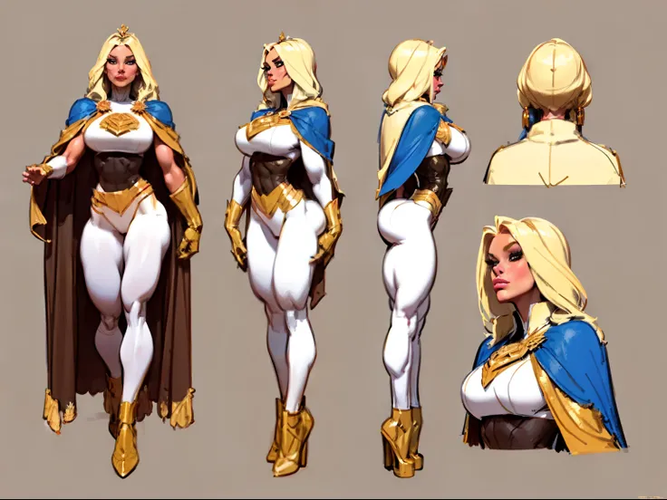 ((masterpiece)),(((best quality))),((character design sheet)), illustration,1woman, environment Scene change,  muscular, (white skin:1.4), (white legs), thick legs, (royalty cape:1.5), scribbles and marks, fire, ((detailed face:1.1)), rough sketches, pose ...