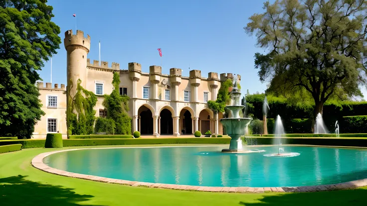 English branci castle of the eighteenth century with a large space in the ferente and a fountain. Ao lado jardins em labirintos