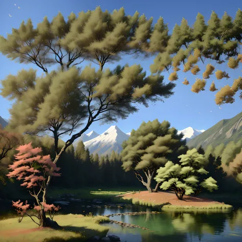 Unreal beauty，Cultivation of the Immortal World，mountain water，Divine Tree