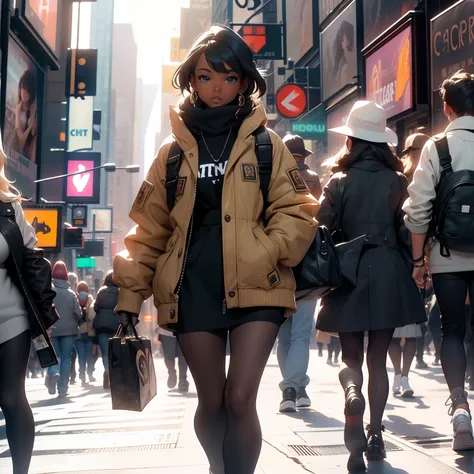 New york city girls walking down 5th avenue in New York