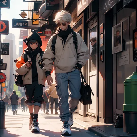 New york city boys walking down 5th avenue in New York