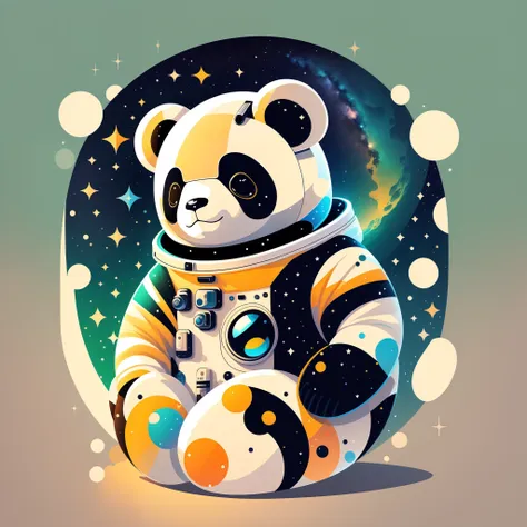 illustration of astronaut panda bear, outer space, scientific fiction, personagem bonito, plano de fundo claro, fundo de salpico...