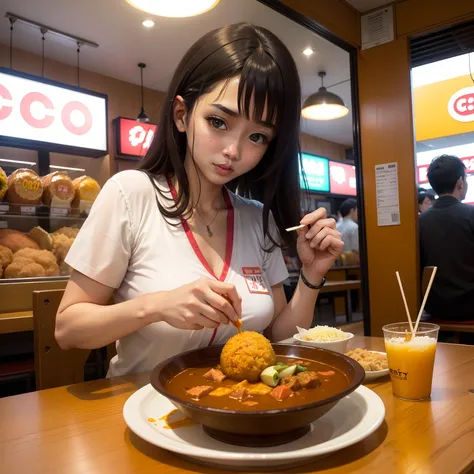 Eat curry at Go-Go Curry Morioka Interpark store、super model