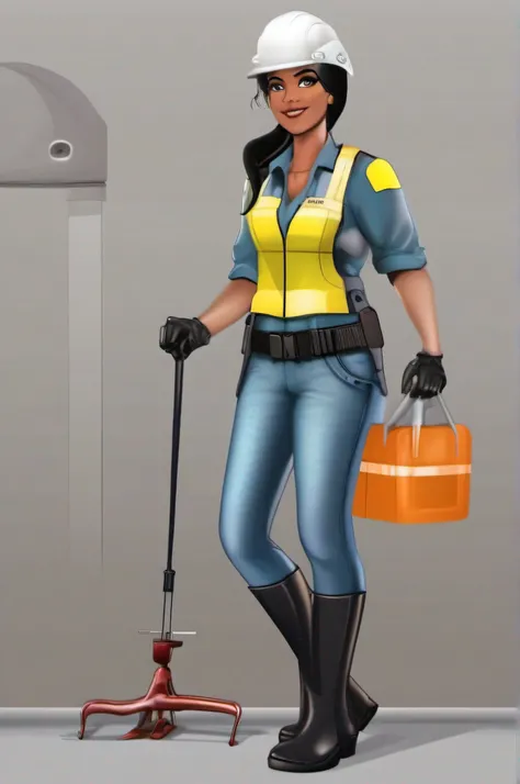 Character description:
Create a character to be the representative of the operational support sector, Responsible for the distribution of safety equipment. The character is a woman with a captivating look, in standard Disney cartoon style. Your hair is lon...