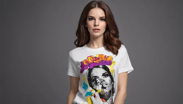 ready-to-print vector t-shirt art colorful graffiti illustration of singer lana del rey, full body, action shot, vibrant colors, high detail