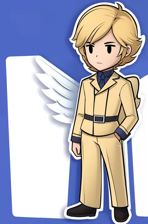 ionel goldenhea,chibi,full body,standing, angel